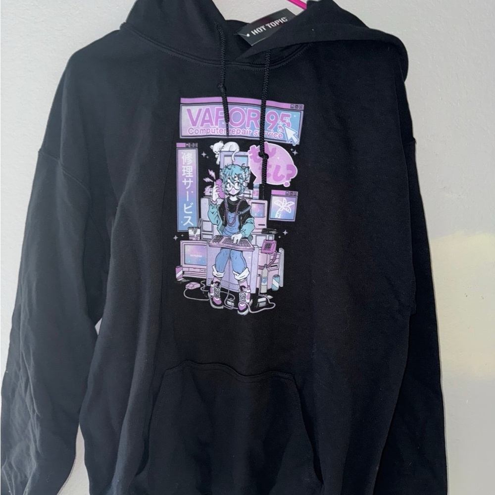 Hot Topic Black Vaporwave Graphic Hoodie